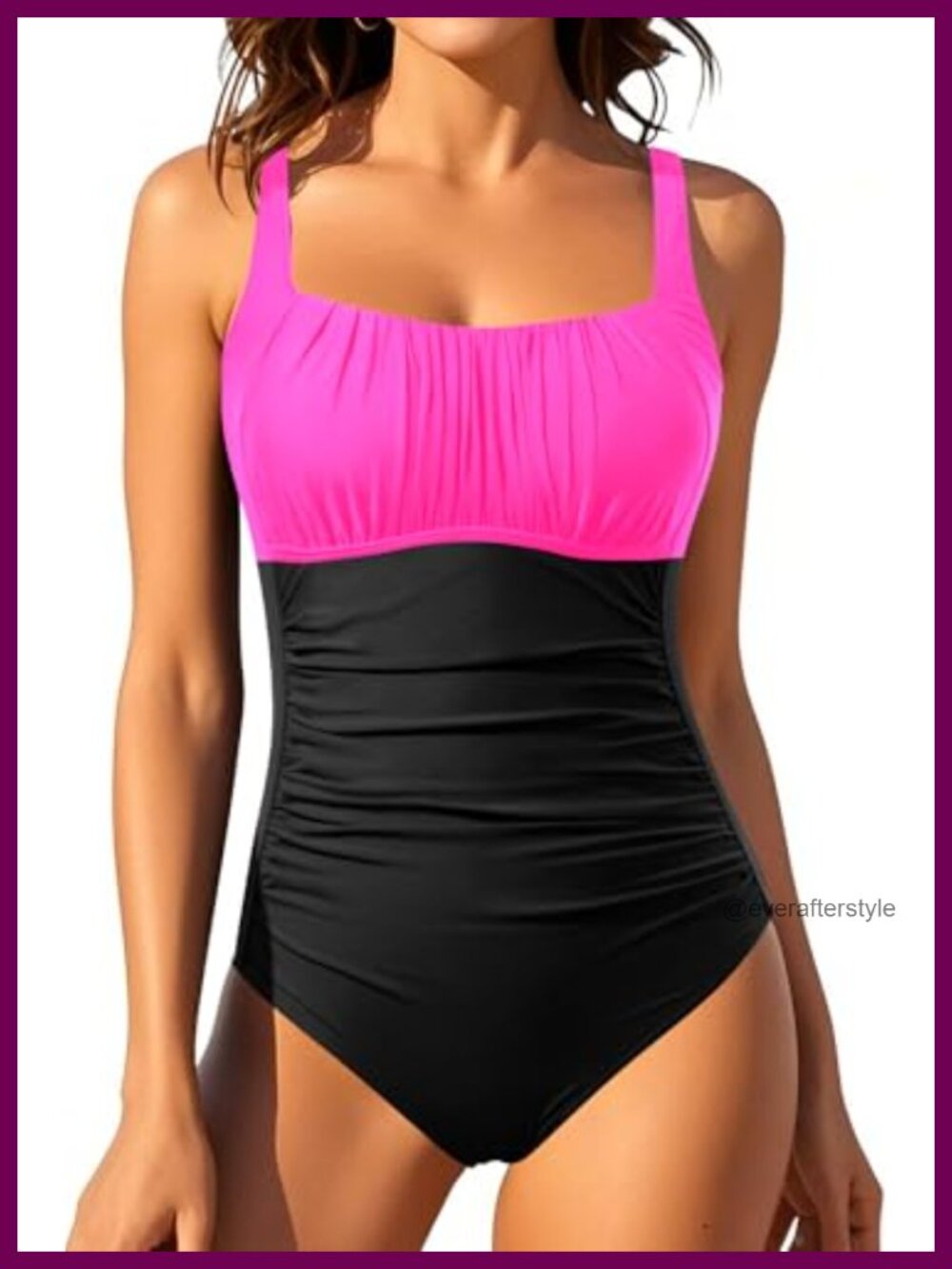 One Piece Swimsuit Tummy Control Ruched Vintage Bathing Suit Women
